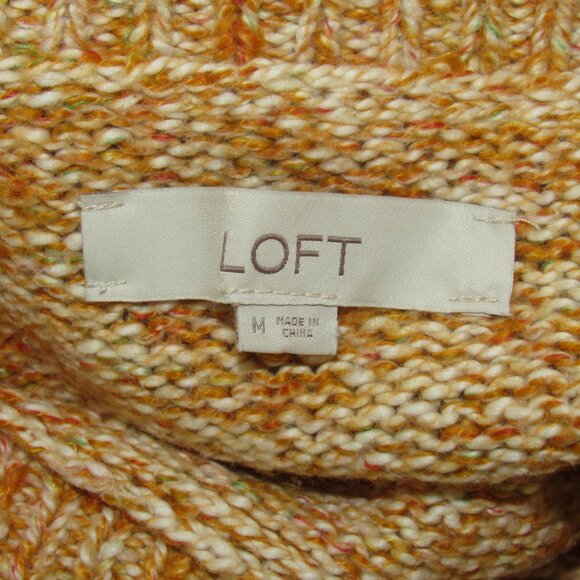 Ann Taylor LOFT Gold White Flecked Hi Low Knit Sweater Women's M Medium - Picture 8 of 8